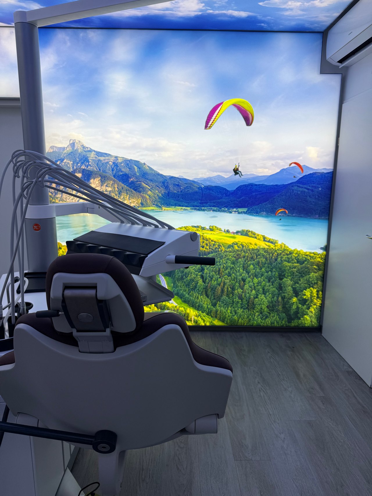 Behandlungsraum mit Alpenlandschaft